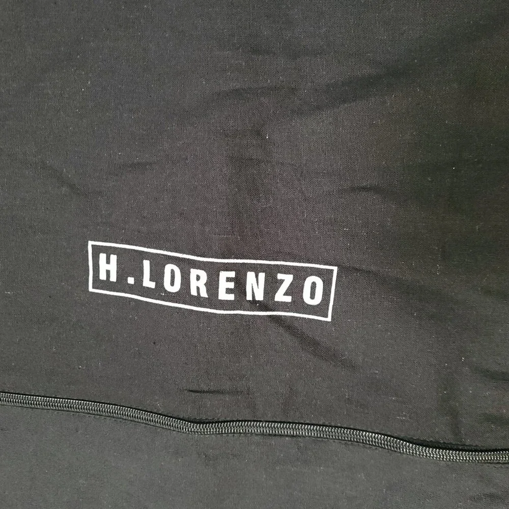 H. Lorenzo Black Garment Bag Logo Spell Out Fabric Zipper Empty READ 48 x 24 in